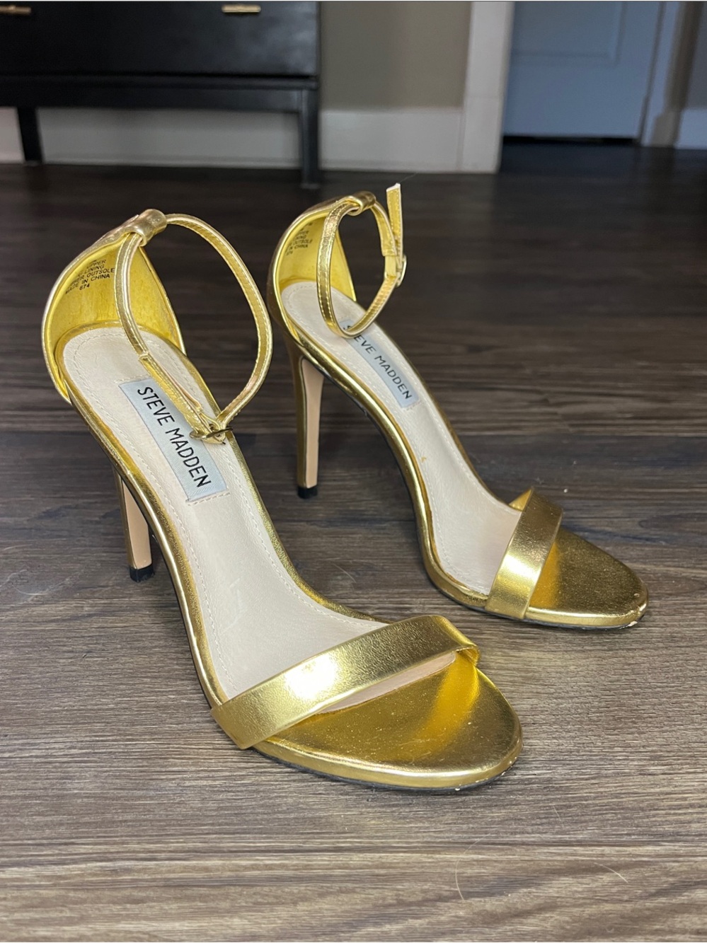 Steve Madden Gold Foil Ankle-Strap Heels